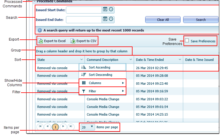 View and Send Commands Bottom