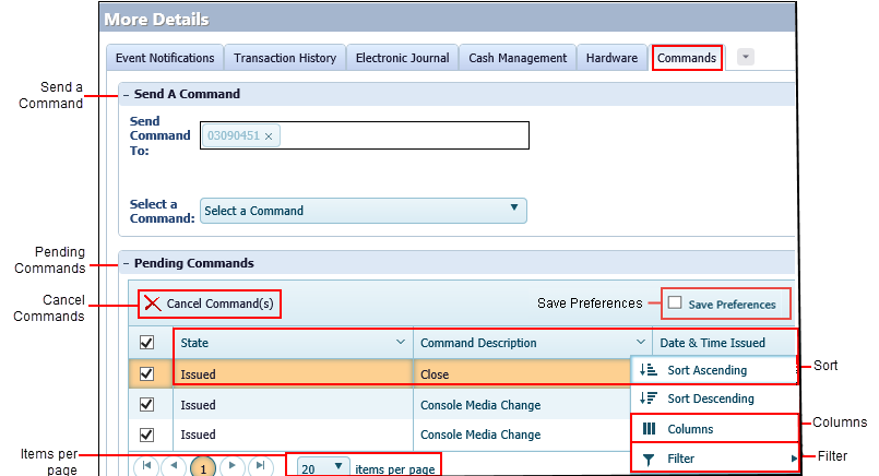 View and Send Commands Top