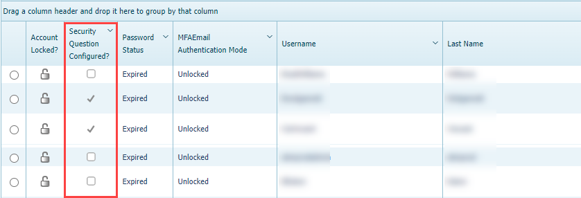 Security Question Configured