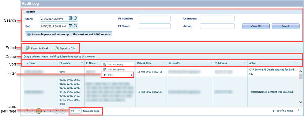 Audit Log Page